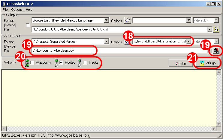 gpsbabel output locations